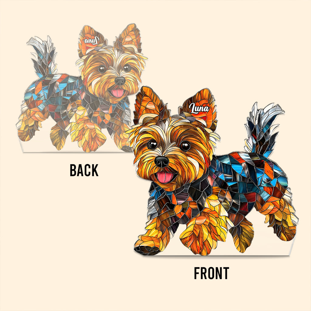 J'aime mon chien - Plaque acrylique personnalisée en forme de chien