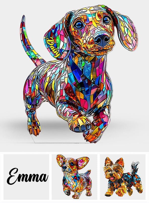 J'aime mon chien - Plaque acrylique personnalisée en forme de chien