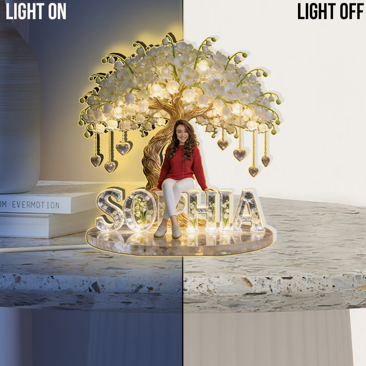 Custom Any Photo Birthmonth Flower - Personalized Self Love Acrylic LED Night Light