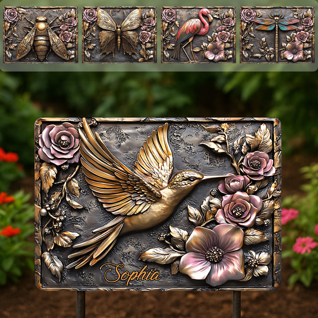 Et trouvez mon jardin d'âme - Cadeau de pendaison de crémaillère pour jardinier, décoration extérieure - Panneau métallique rectangulaire personnalisé sur le thème du jardinage