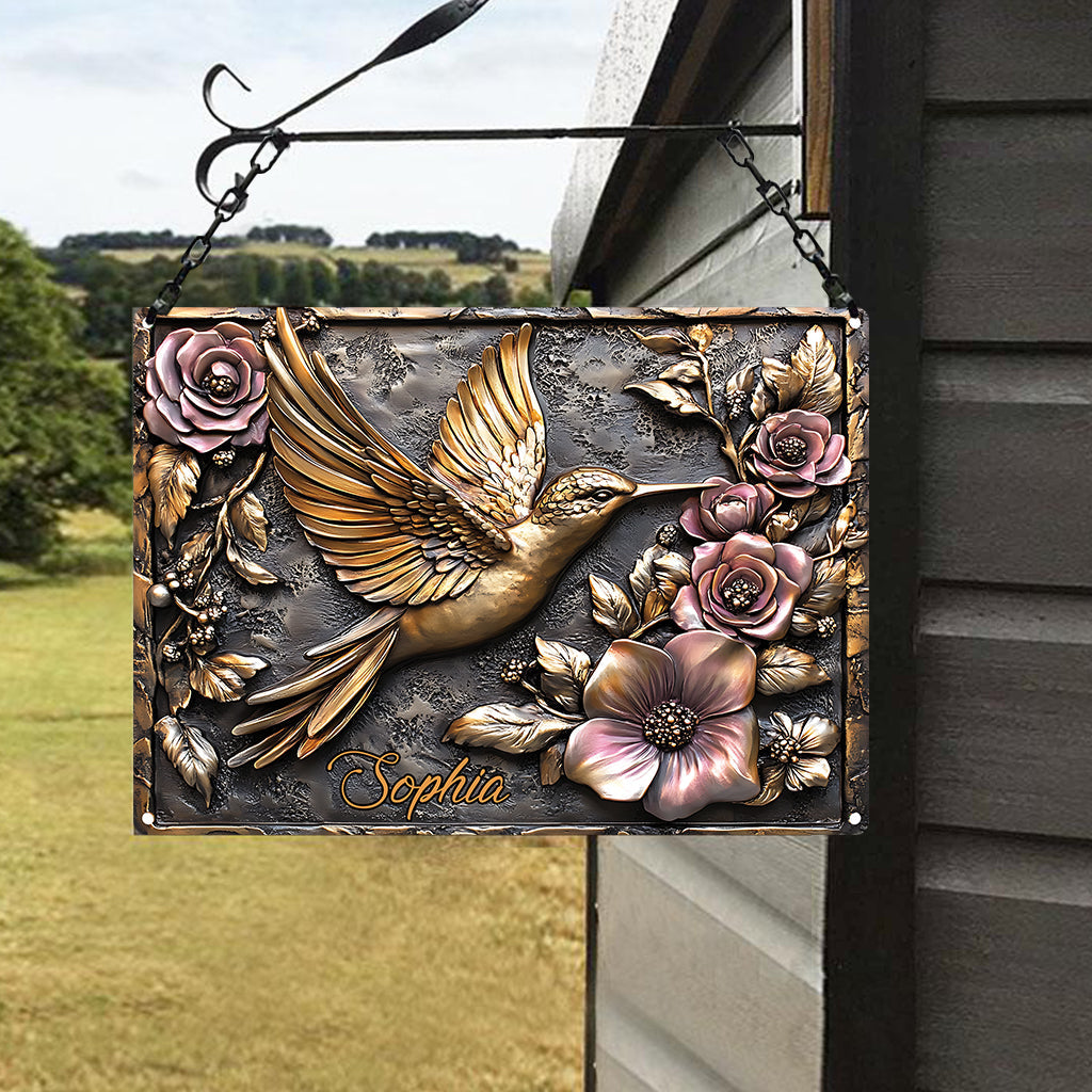 Et trouvez mon jardin d'âme - Cadeau de pendaison de crémaillère pour jardinier, décoration extérieure - Panneau métallique rectangulaire personnalisé sur le thème du jardinage