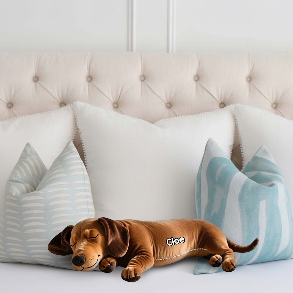 Sleeping Dog Perfect Gift For Dog Mom/Dog Dad - Personalized Dachshund Faux Fur Shaped Pillow