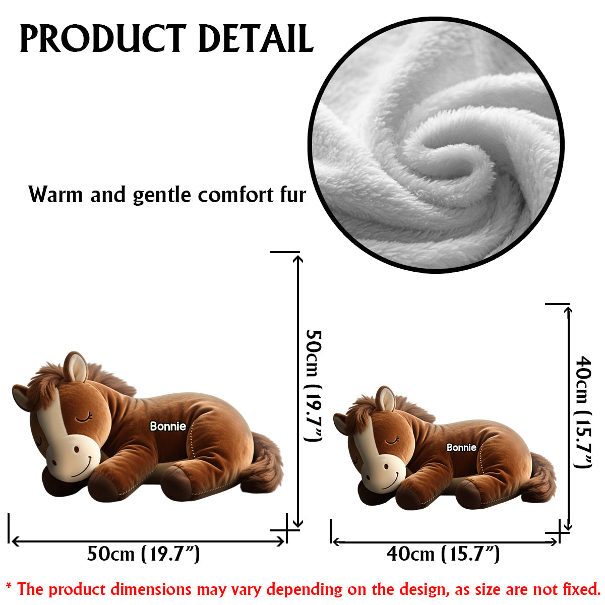 Poney endormi - Coussin personnalisé en fausse fourrure en forme de cheval