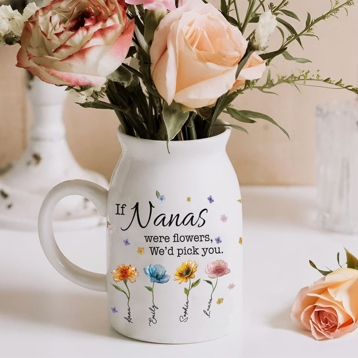 Si les mamies étaient des fleurs - Vase à fleurs en céramique personnalisé pour grand-mère