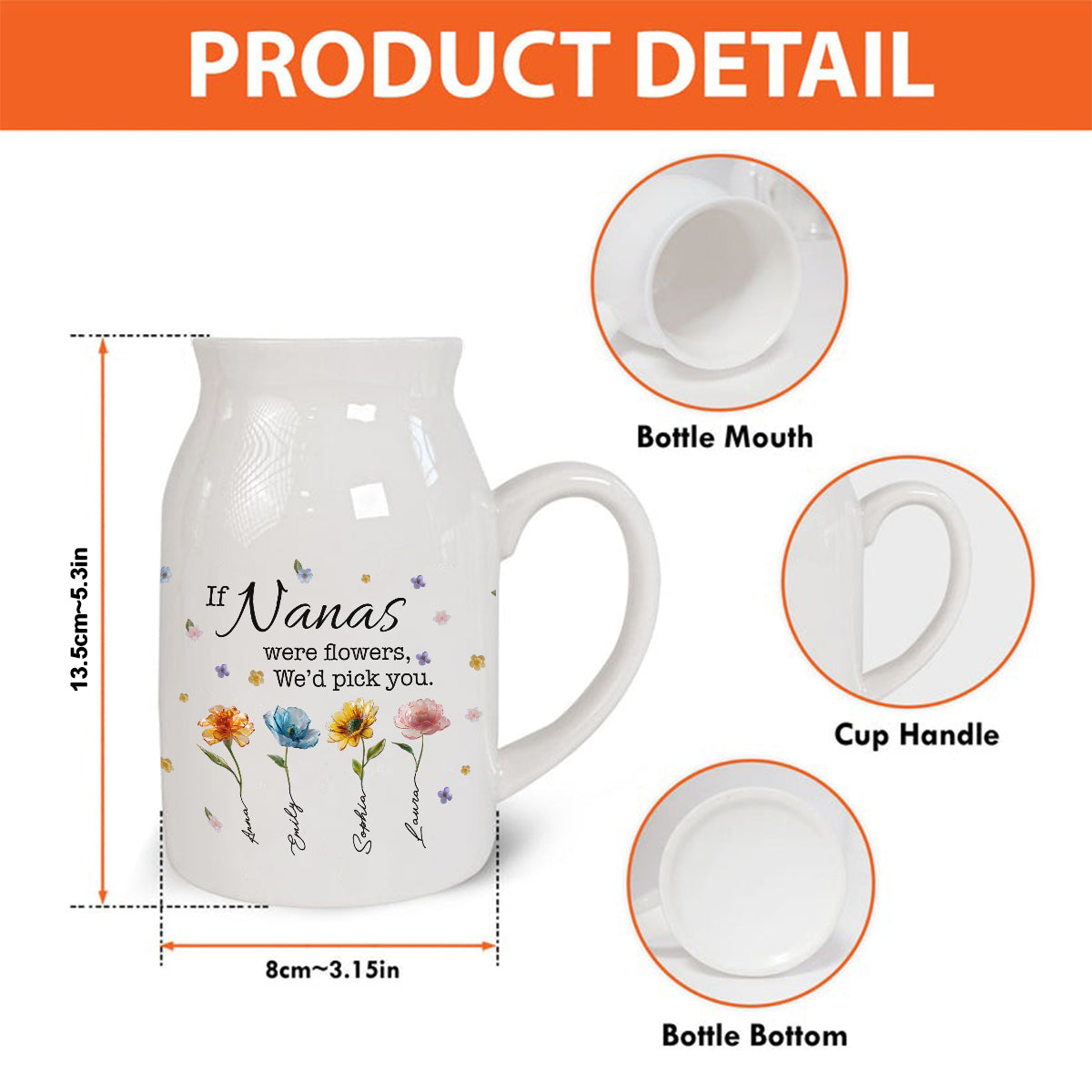 Si les mamies étaient des fleurs - Vase à fleurs en céramique personnalisé pour grand-mère