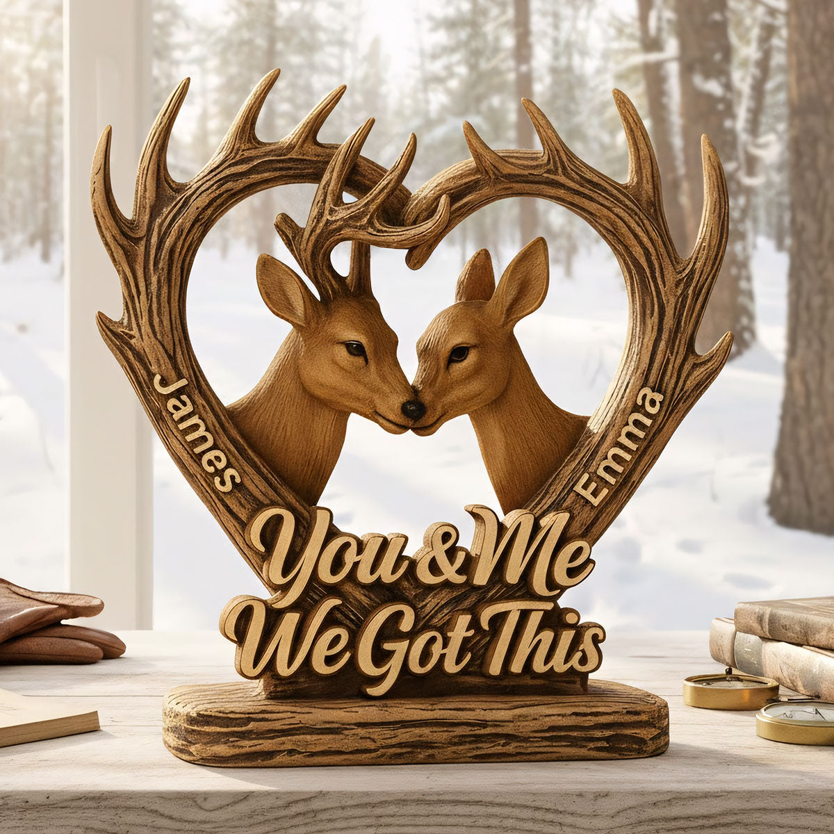 Toi et moi, on gère la chasse au cerf - Plaque en bois personnalisée sur mesure