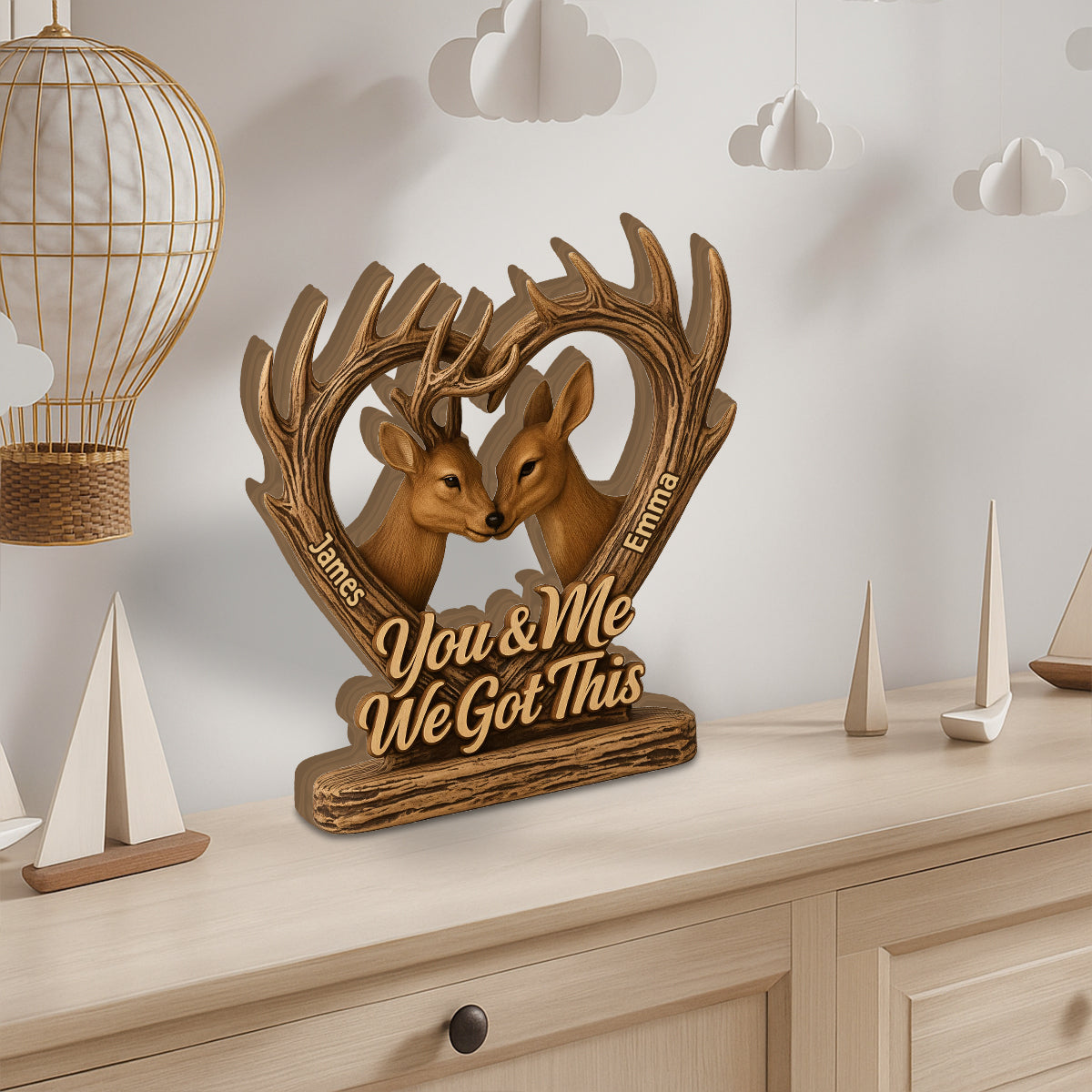 Toi et moi, on gère la chasse au cerf - Plaque en bois personnalisée sur mesure