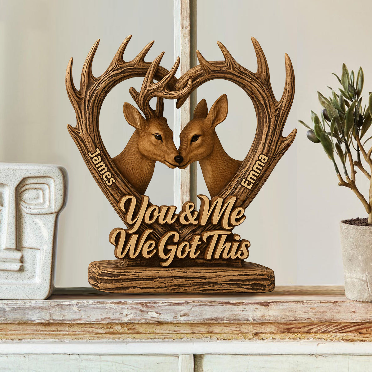 Toi et moi, on gère la chasse au cerf - Plaque en bois personnalisée sur mesure