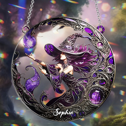 Belle Sorcière - Ornement Attrape-Soleil à suspendre à la fenêtre, personnalisé et orné d'une sorcière 