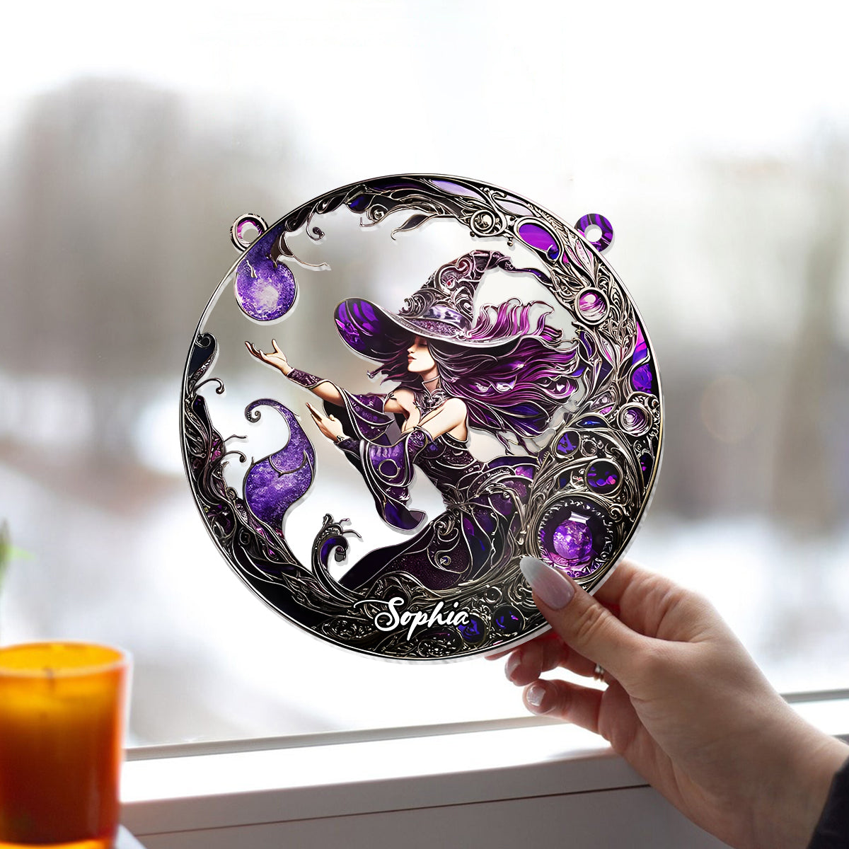 Beautiful Witch - Personalized Witch Window Hanging Suncatcher Ornament