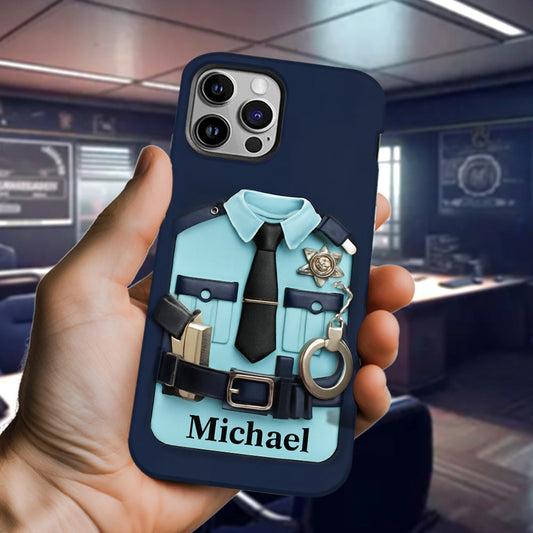 Officer, Police Uniform, Badge and Handcuffs - Personalized Police Officer Full Print Phone Case