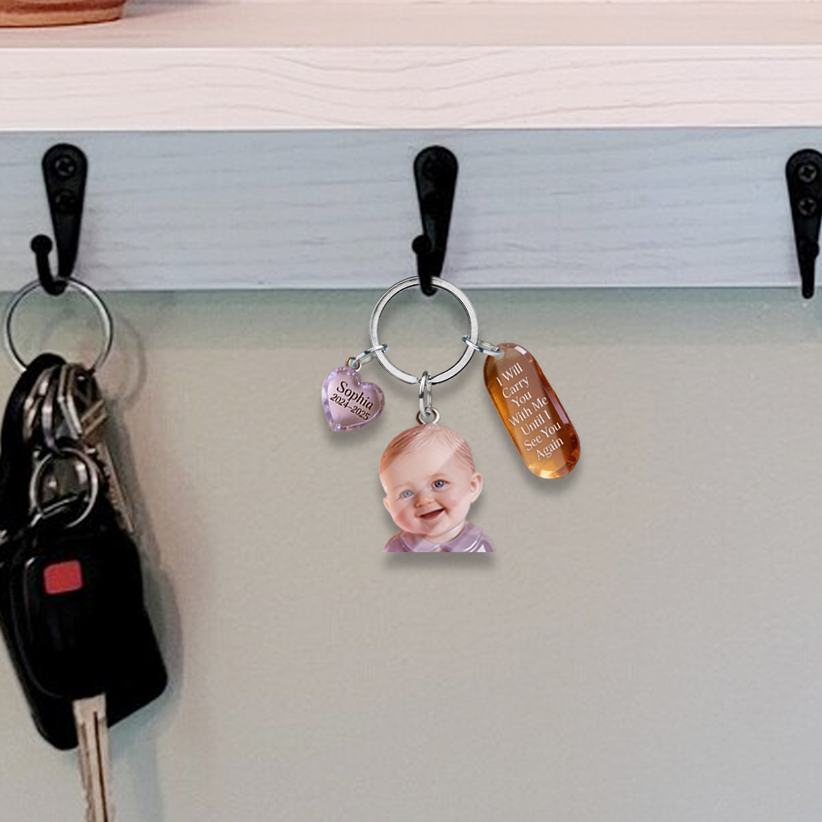 Custom Any Photo - Personalized Memorial Keychain With Charms