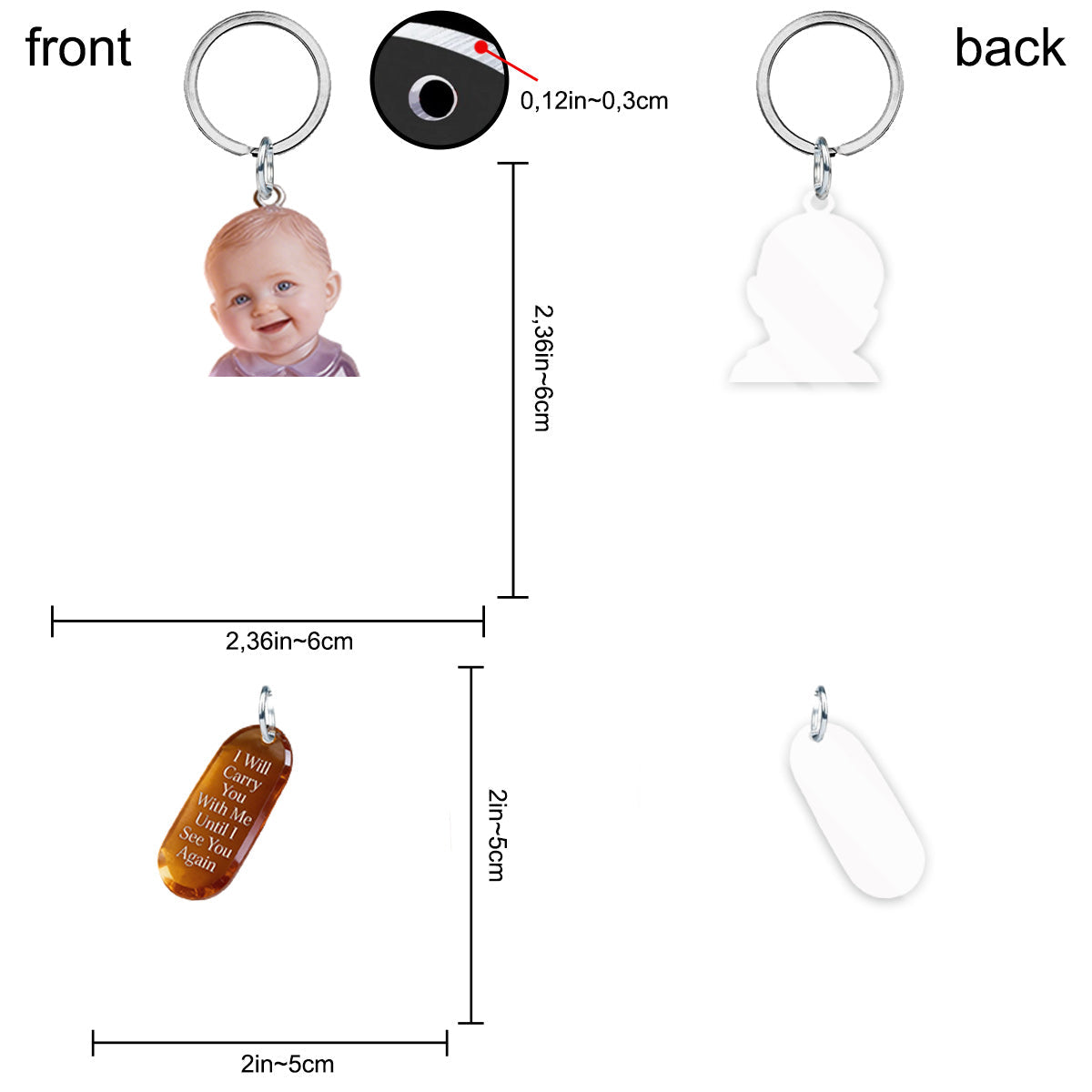 Custom Any Photo - Personalized Memorial Keychain With Charms