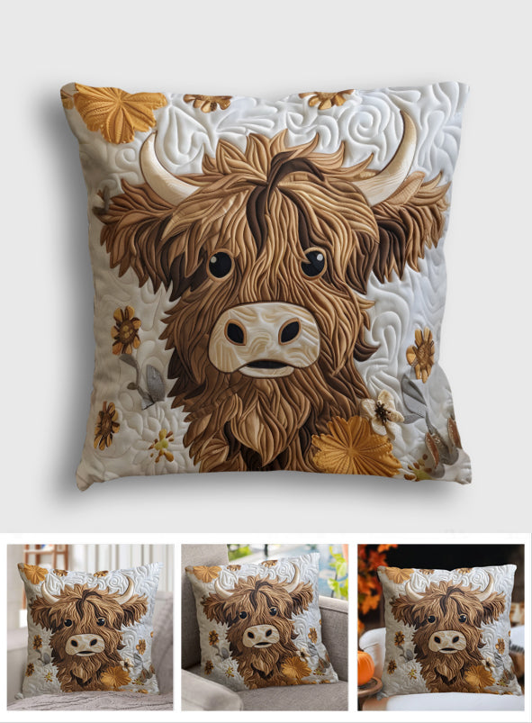 Coussin décoratif vache des Highlands duveteuse