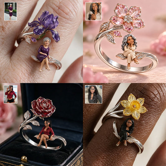 Custom Your Favorite Flower - Personalized Self Love Adjustable Shaped Ring