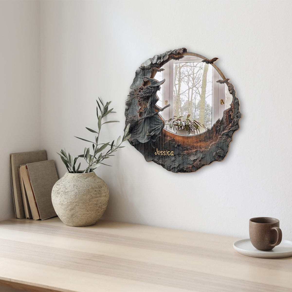 La sorcière est là - Miroir mural personnalisé sorcière