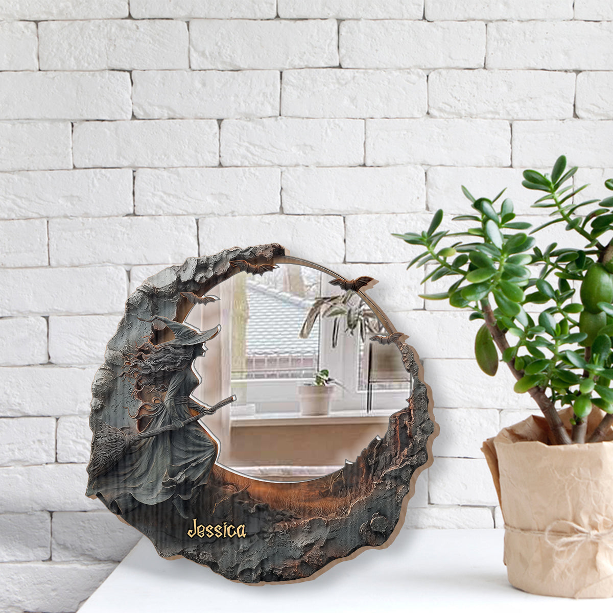 La sorcière est là - Miroir mural personnalisé sorcière