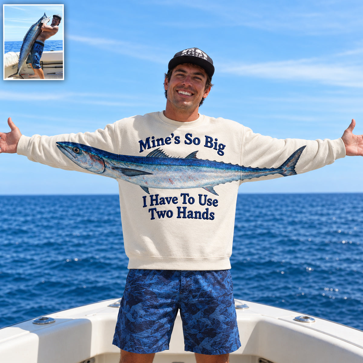 Mon T-shirt est si Grand que Je Dois Utiliser Deux Mains - T-shirt de Pêche Personnalisé