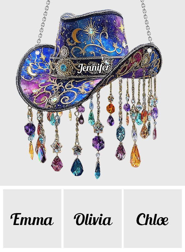 Magnifique chapeau de cowboy - Ornement attrape-soleil personnalisé pour fenêtre, style cowgirl
