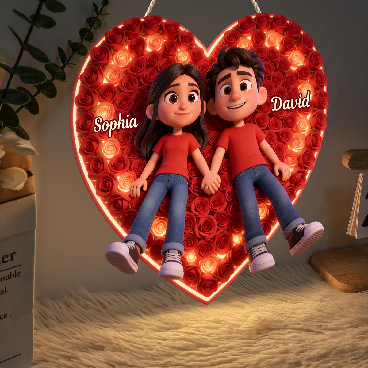 Cadeau idéal pour un couple - Panneau lumineux LED personnalisé pour couple - Photo parfaite