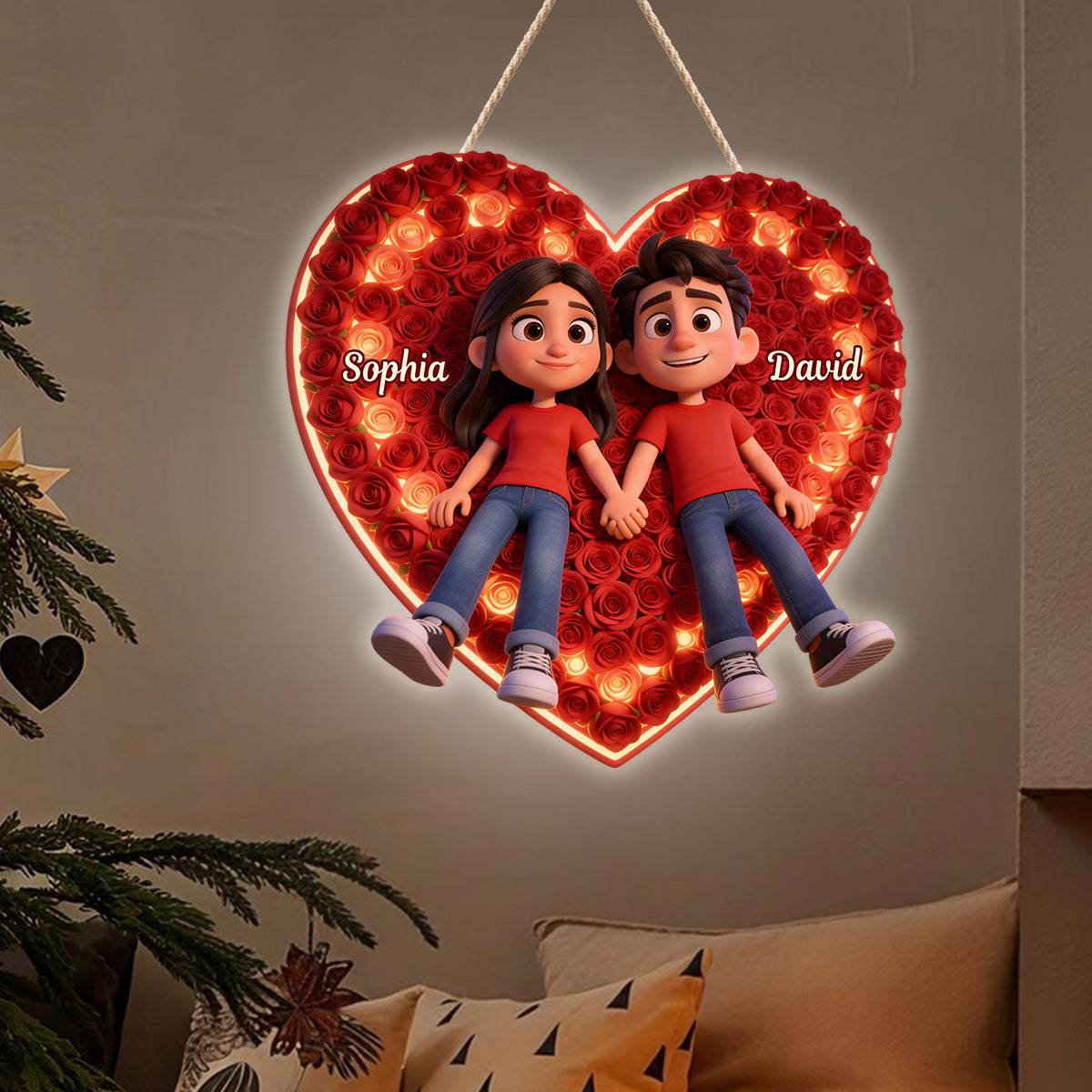 Cadeau idéal pour un couple - Panneau lumineux LED personnalisé pour couple - Photo parfaite