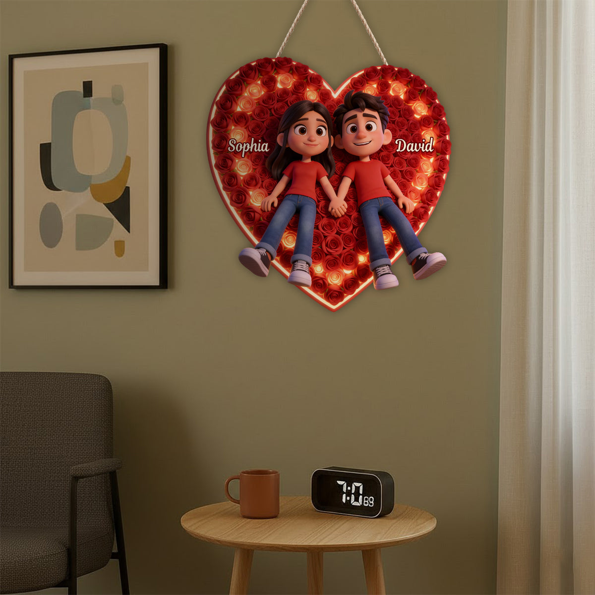 Cadeau idéal pour un couple - Panneau lumineux LED personnalisé pour couple - Photo parfaite