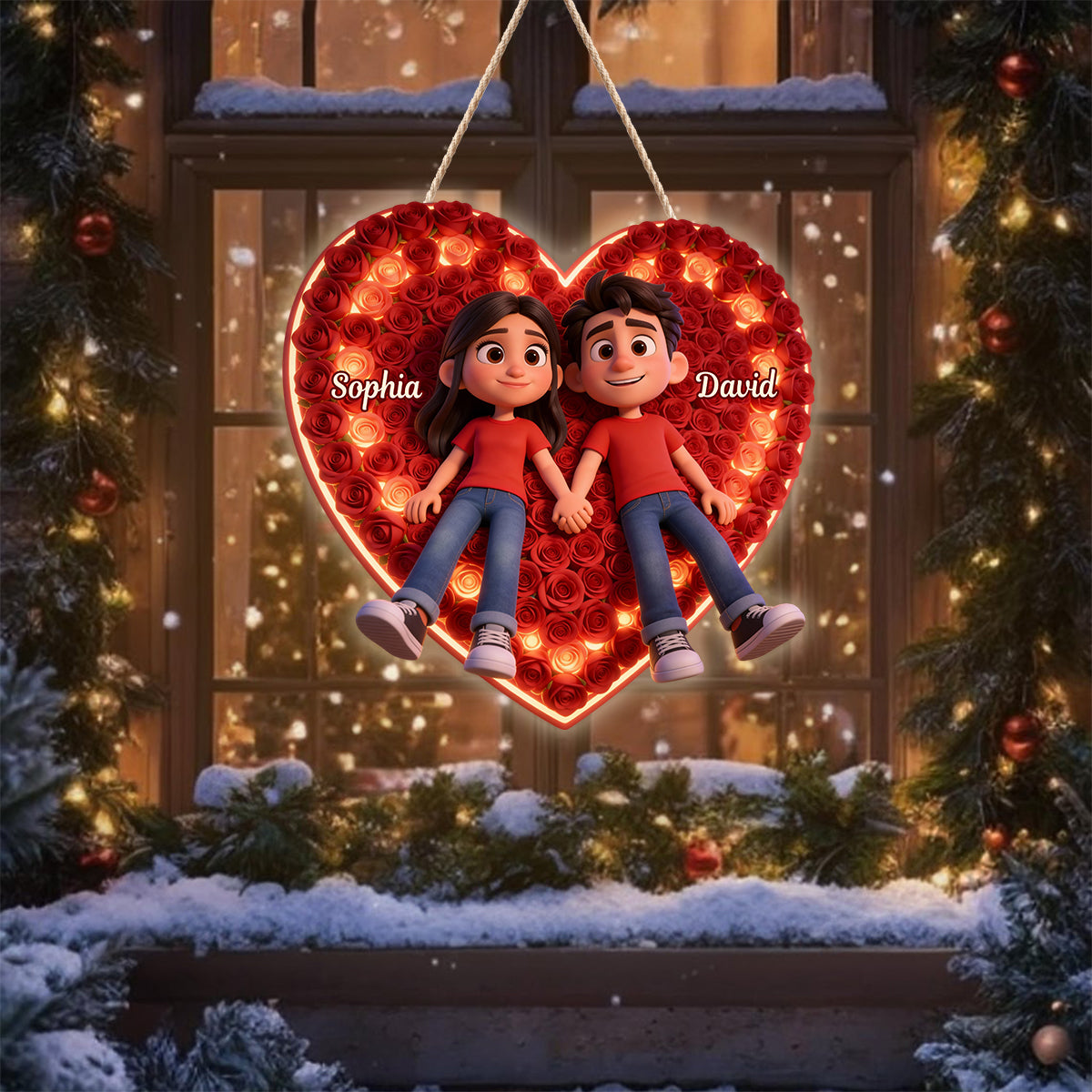 Cadeau idéal pour un couple - Panneau lumineux LED personnalisé pour couple - Photo parfaite