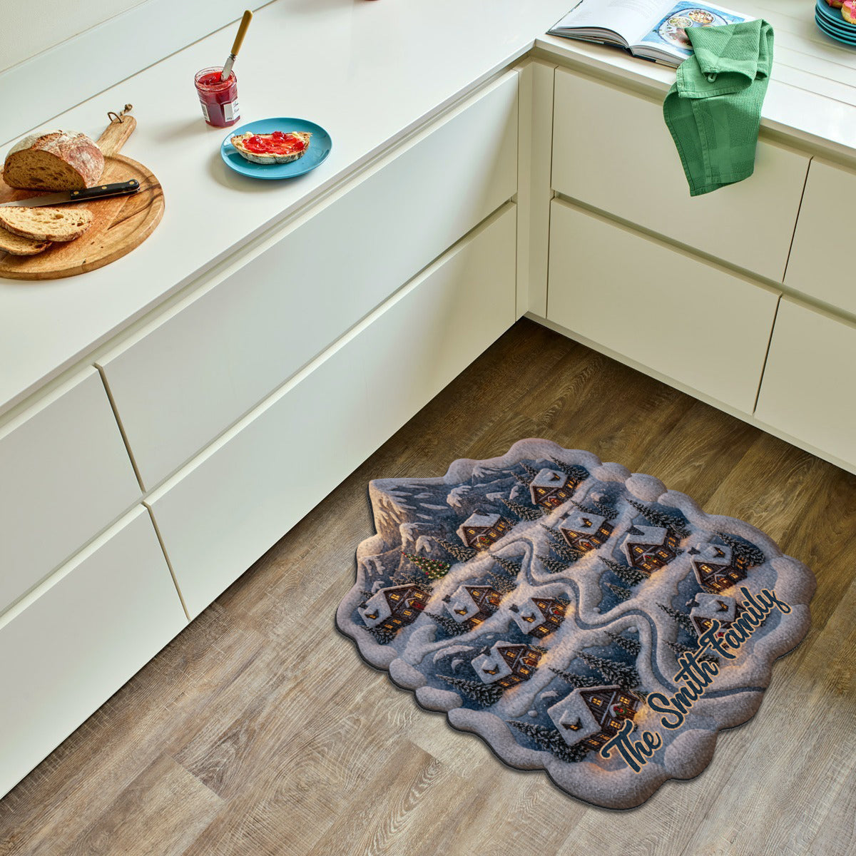 Snowy Mountain Village - Personalized Family Non-Slip Tufted Rug