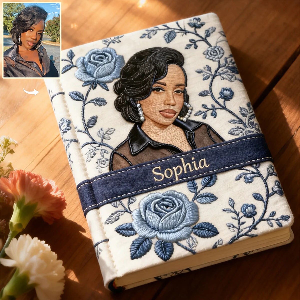 Custom Any Photo & Birth Month Flower - Personalized Self Love Leather Journal