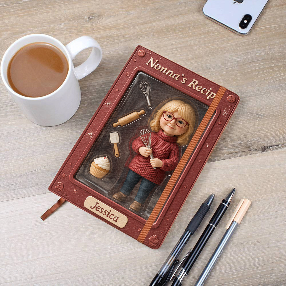 Custom From Any Photo, Recipe Notebook - Personalized Baking Leather Journal