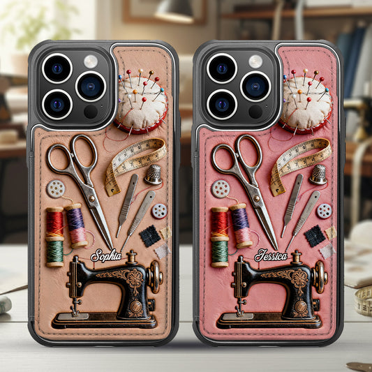 Passionnée de couture - Étui portefeuille/téléphone personnalisé avec impression intégrale - Couture