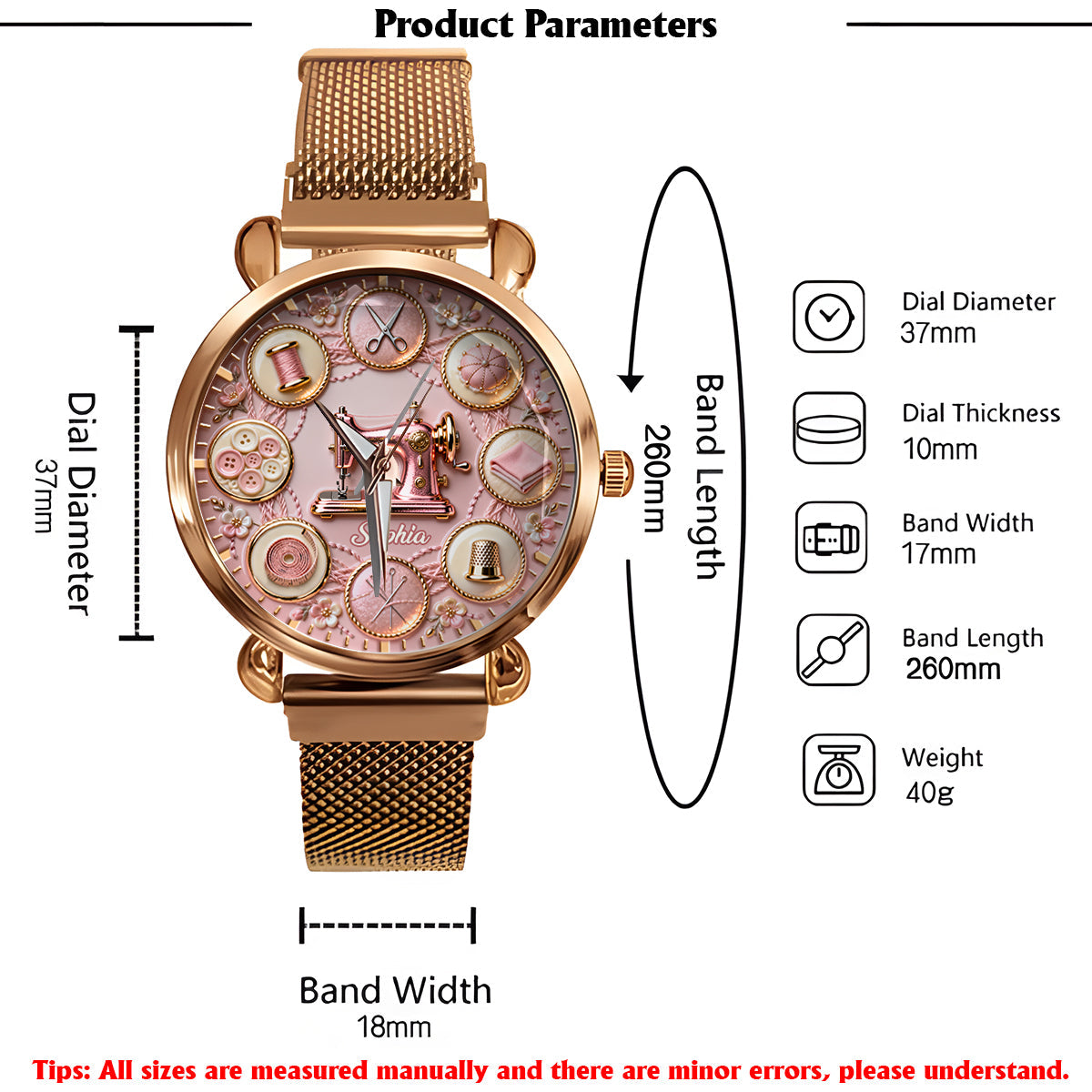 Passionnée de couture - Montre-bracelet personnalisée pour femme 