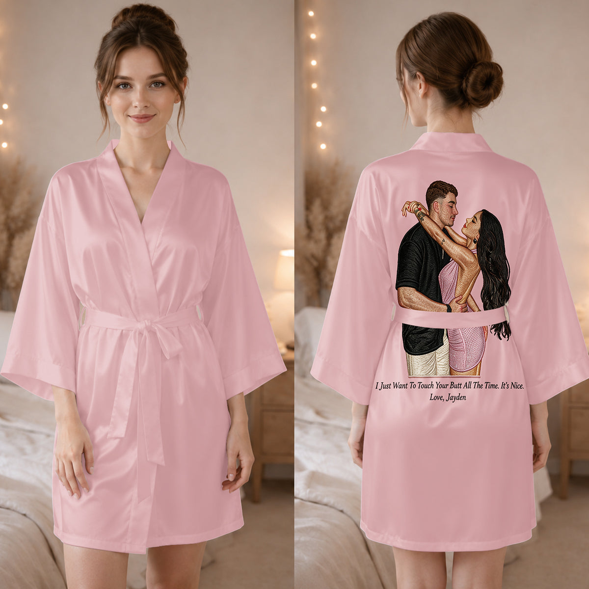 Merci pour tous les orgasmes - Peignoir en satin épicé personnalisé