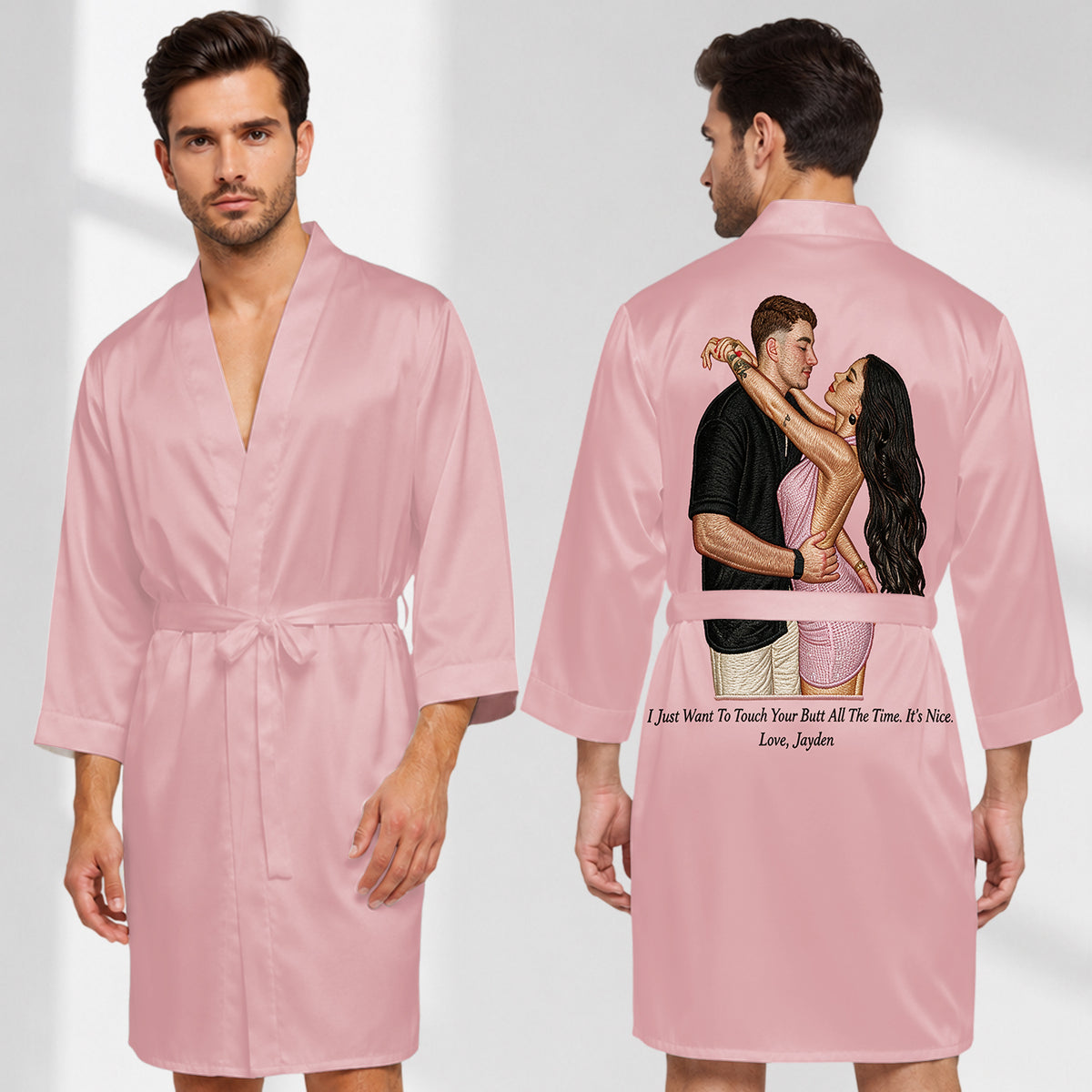 Merci pour tous les orgasmes - Peignoir en satin épicé personnalisé