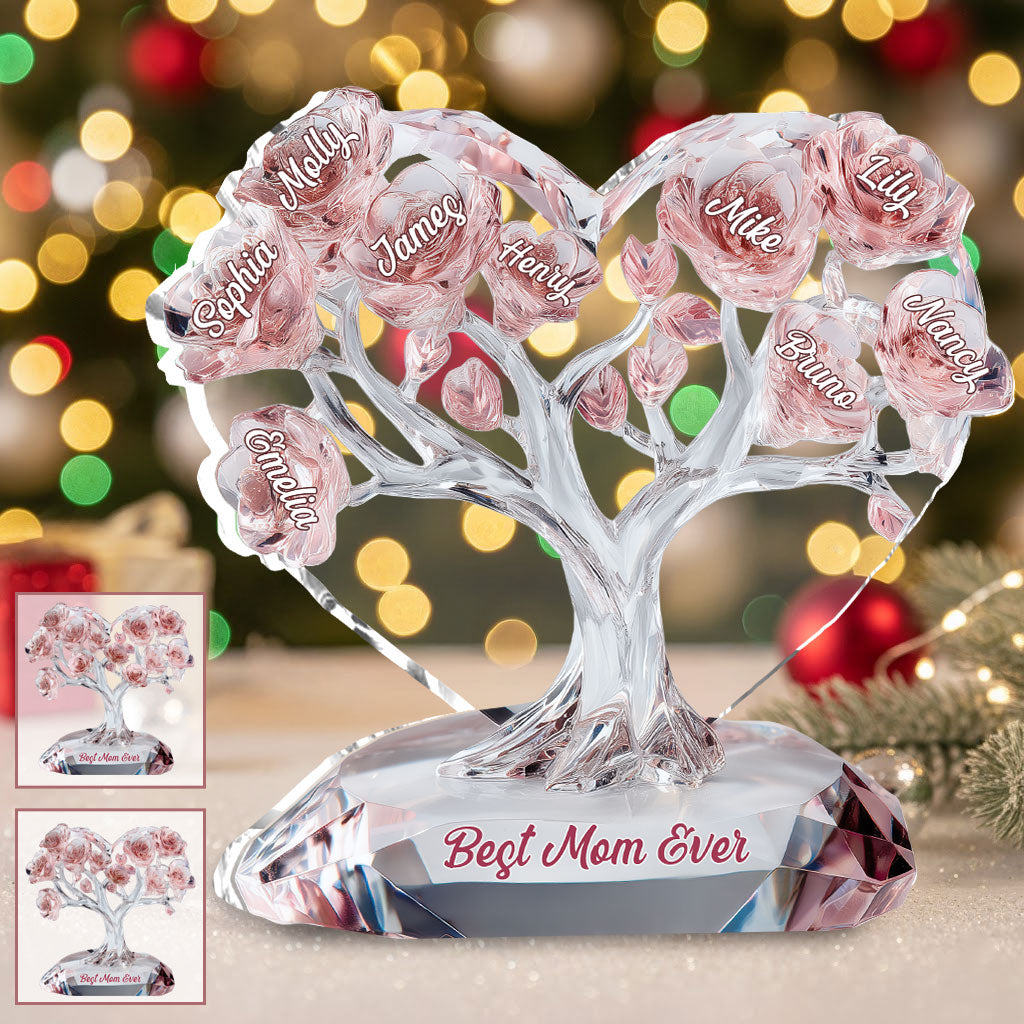 Meilleure maman du monde - Plaque acrylique personnalisée « Mère » en forme de carte de vœux