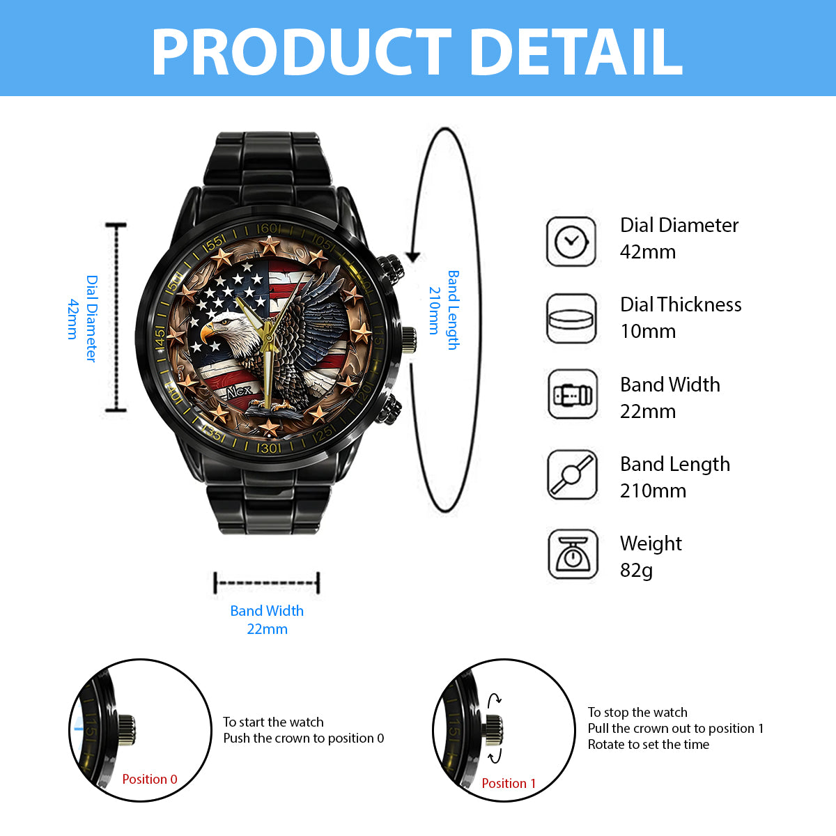 Strong Bald Eagle - Personalized Bald Eagle Hand Watch
