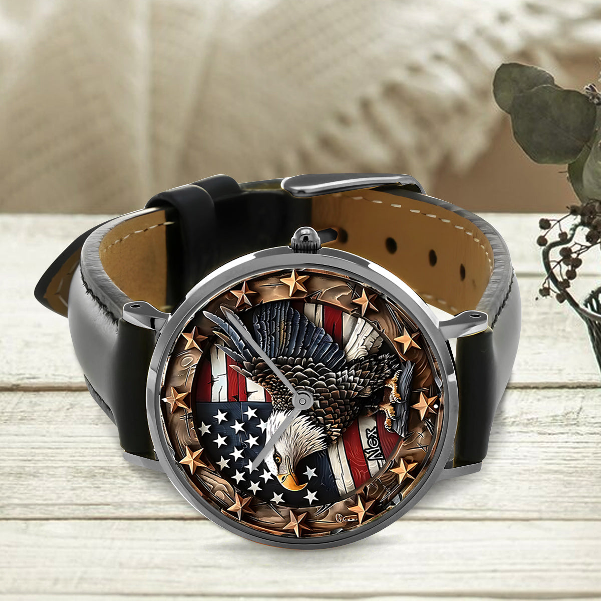 Strong Bald Eagle - Personalized Bald Eagle Hand Watch