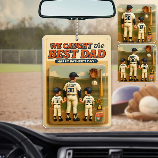Nous avons trouvé le meilleur papa - Ornement de voiture personnalisé sur le thème du baseball