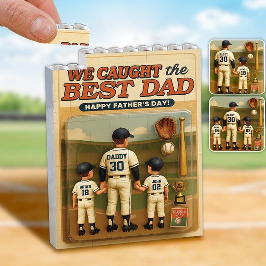Baseball Dad - Personalized Baseball Vertical Rectangle Building Brick Blocks Printed On Both Sides