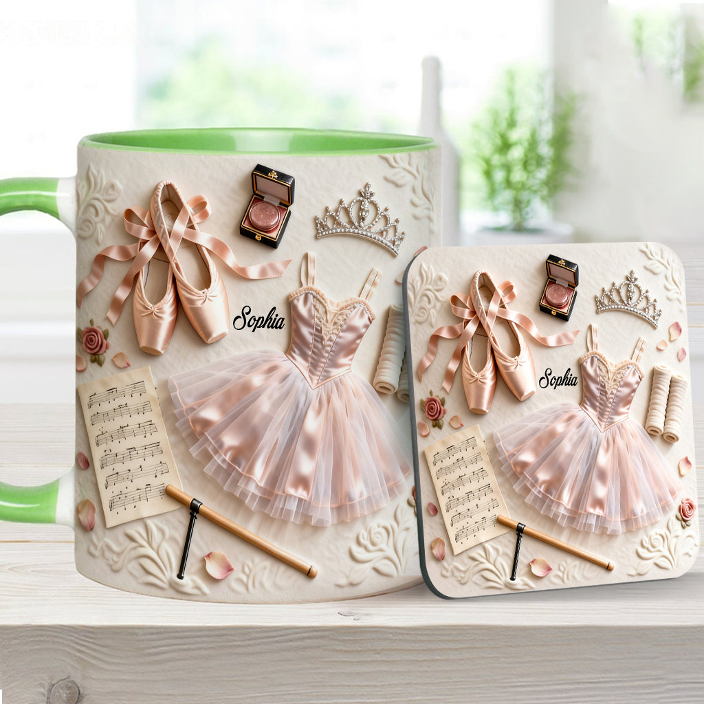 J'adore le ballet - Mug et sous-verre personnalisés sur le thème du ballet