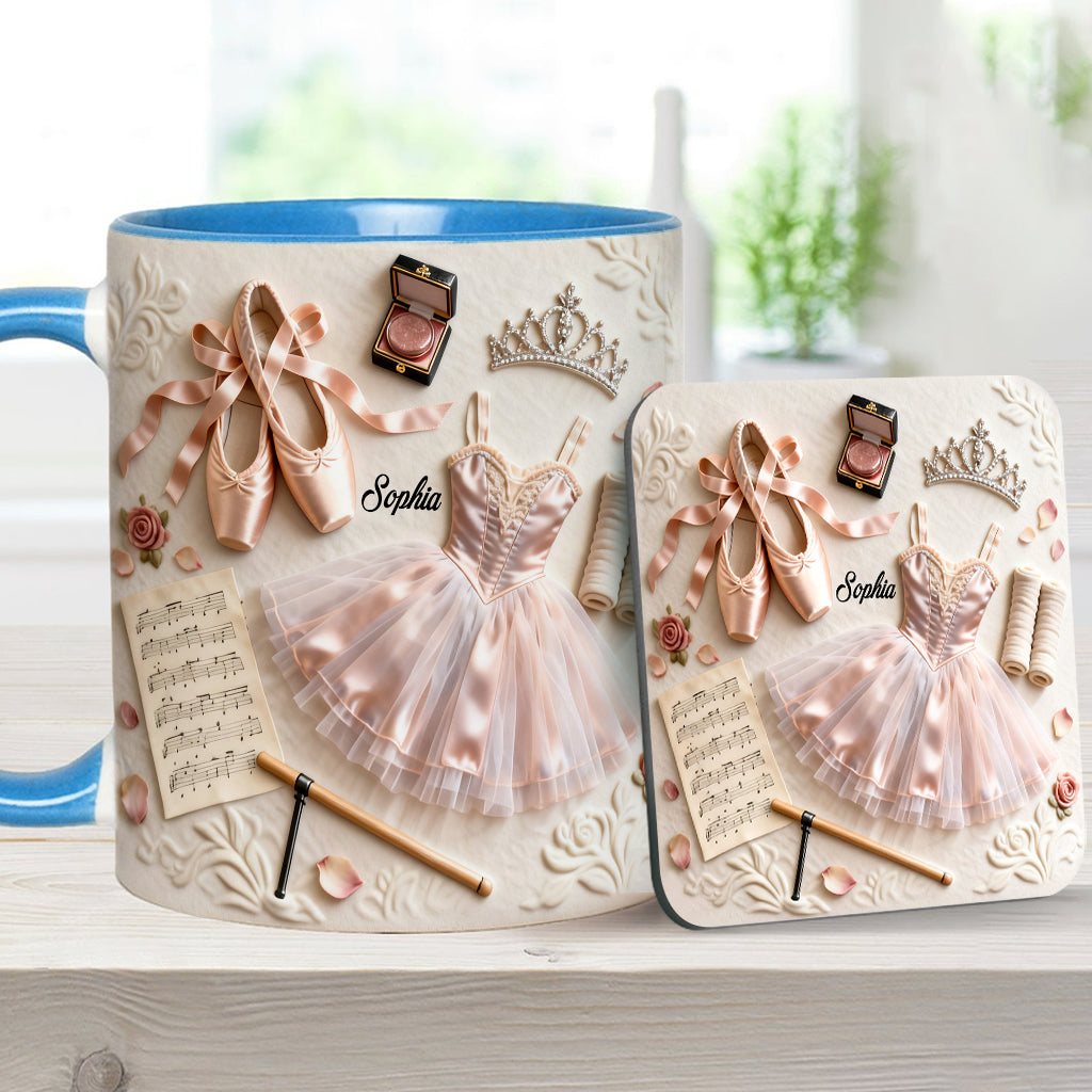 J'adore le ballet - Mug et sous-verre personnalisés sur le thème du ballet