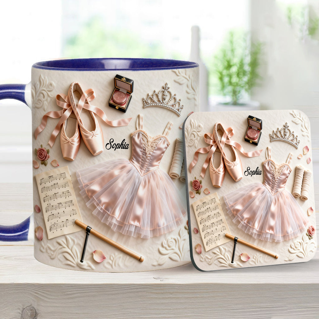 J'adore le ballet - Mug et sous-verre personnalisés sur le thème du ballet