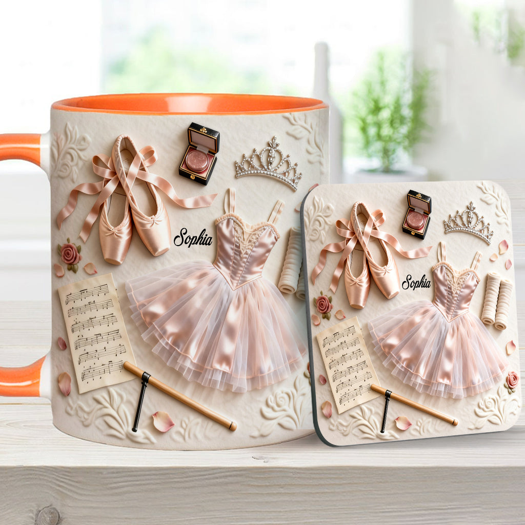 J'adore le ballet - Mug et sous-verre personnalisés sur le thème du ballet