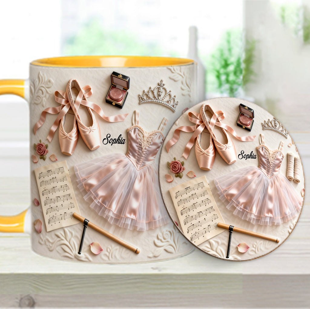 J'adore le ballet - Mug et sous-verre personnalisés sur le thème du ballet