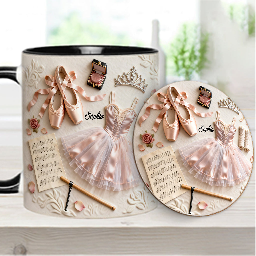 J'adore le ballet - Mug et sous-verre personnalisés sur le thème du ballet