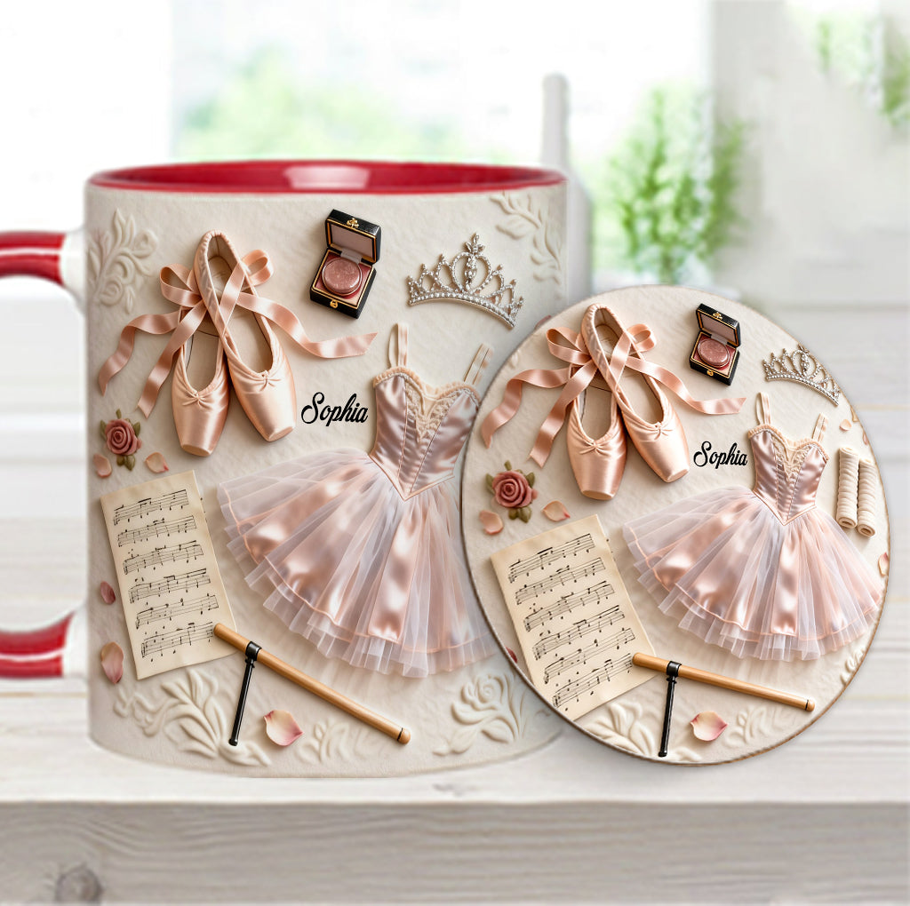 J'adore le ballet - Mug et sous-verre personnalisés sur le thème du ballet