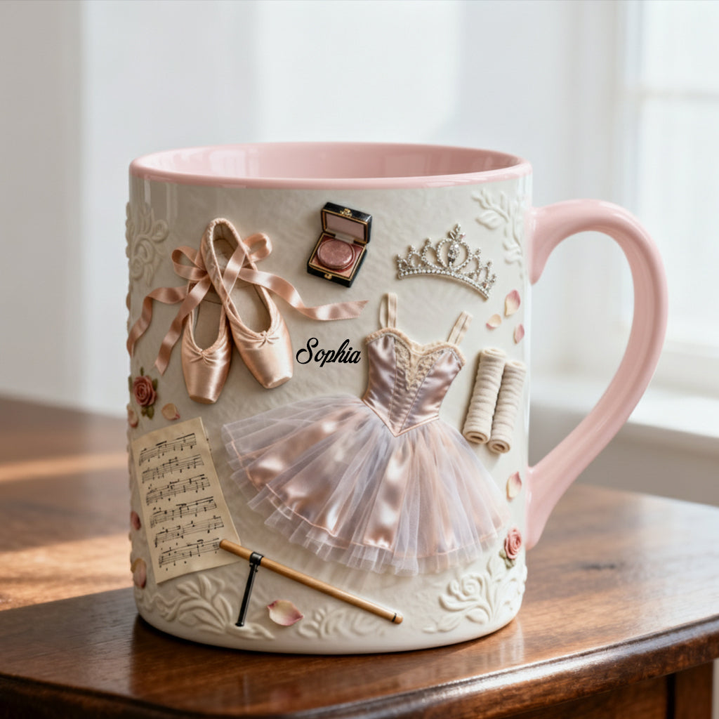 J'adore le ballet - Mug et sous-verre personnalisés sur le thème du ballet