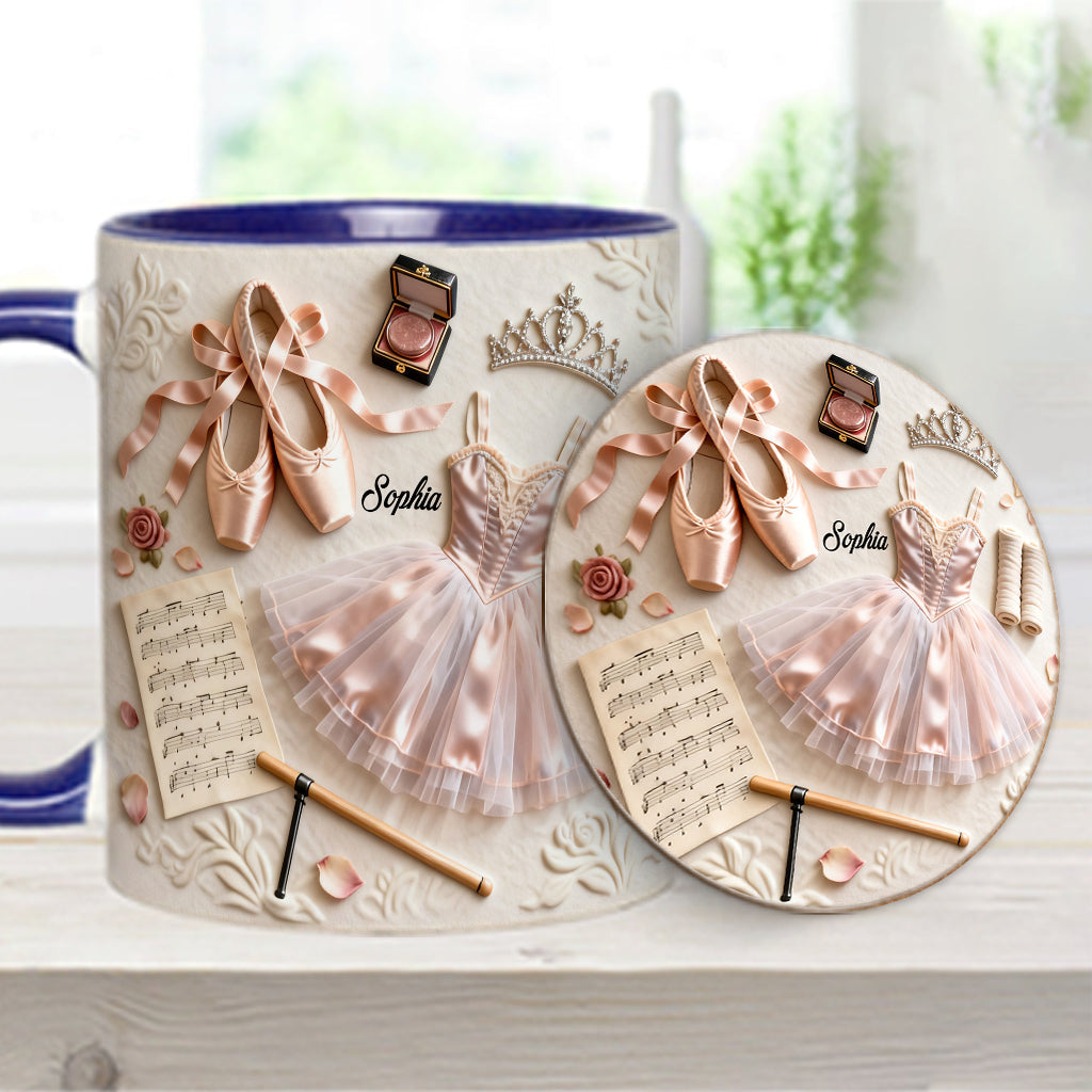 J'adore le ballet - Mug et sous-verre personnalisés sur le thème du ballet