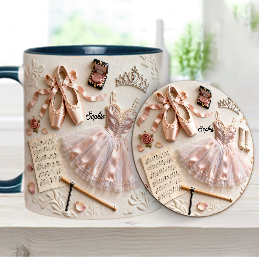 J'adore le ballet - Mug et sous-verre personnalisés sur le thème du ballet