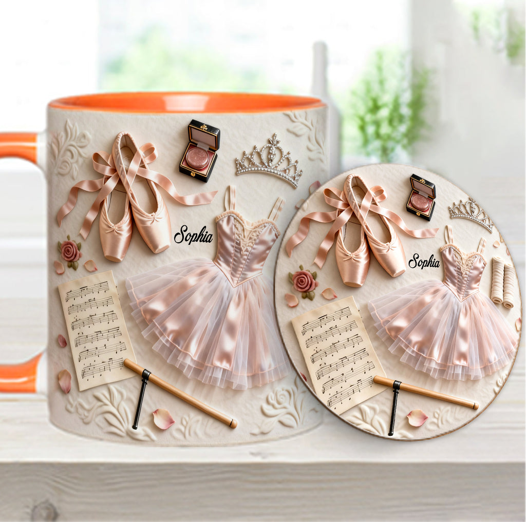 J'adore le ballet - Mug et sous-verre personnalisés sur le thème du ballet